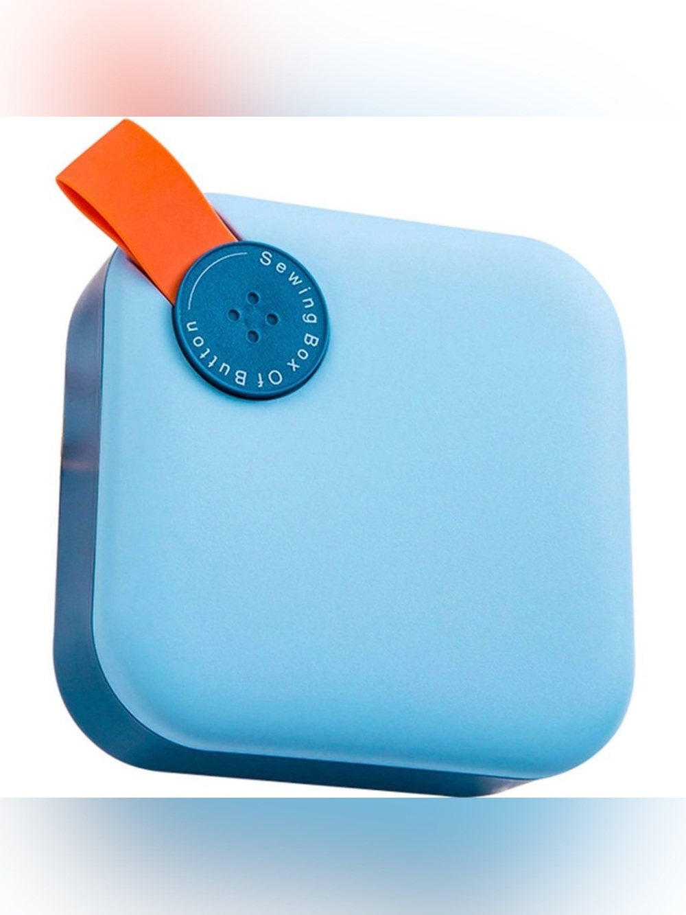 Light Blue Sewing Storage Box with Orange Strap